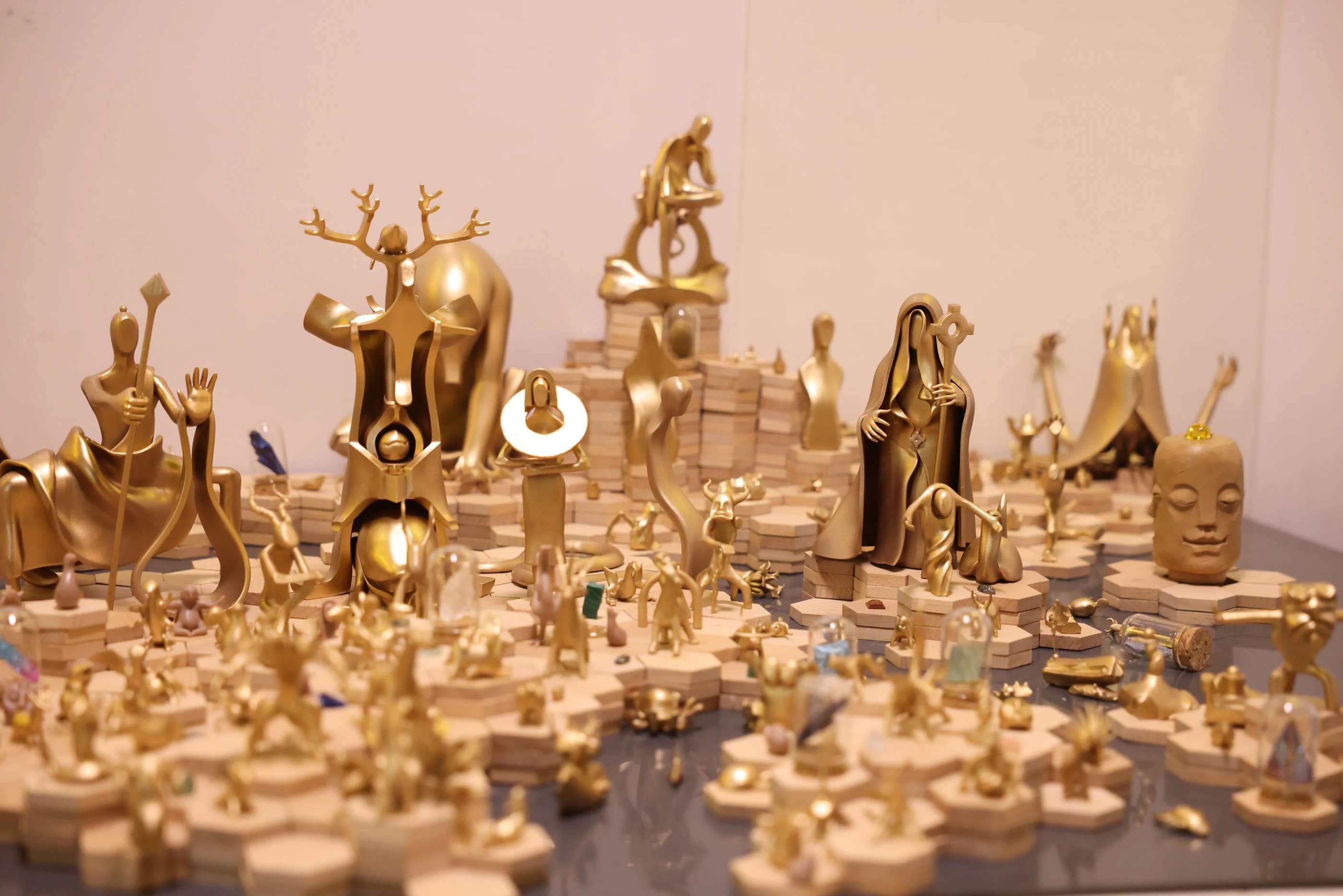 An ensemble of golden Shan Hai Jing forms from the artist’s archive
